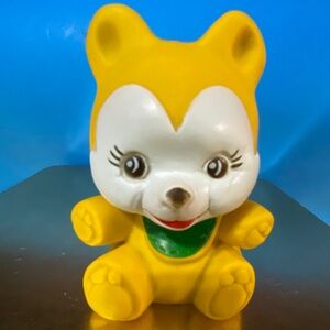 YELLOW BEAR VINTAGE 1979 SQUEAKY TOY THE FIRST YEARS RARE 4”